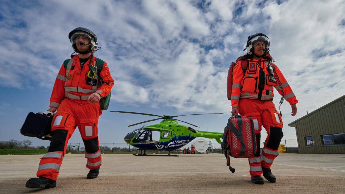crew walking away from helicopter