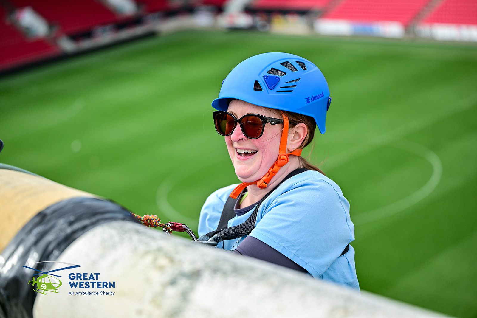 Rhiannon at the GWAAC Abseil - Dare the Drop
