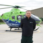 GWAAC's Operations Officer Tim in front of Helimed 65 at the Almondsbury airbase