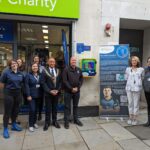 GWAAC staff, the Sheriff of Gloucester and Louise Polledri at an event celebrating the unvehling of the Polledri Foundation's 13th public access defib