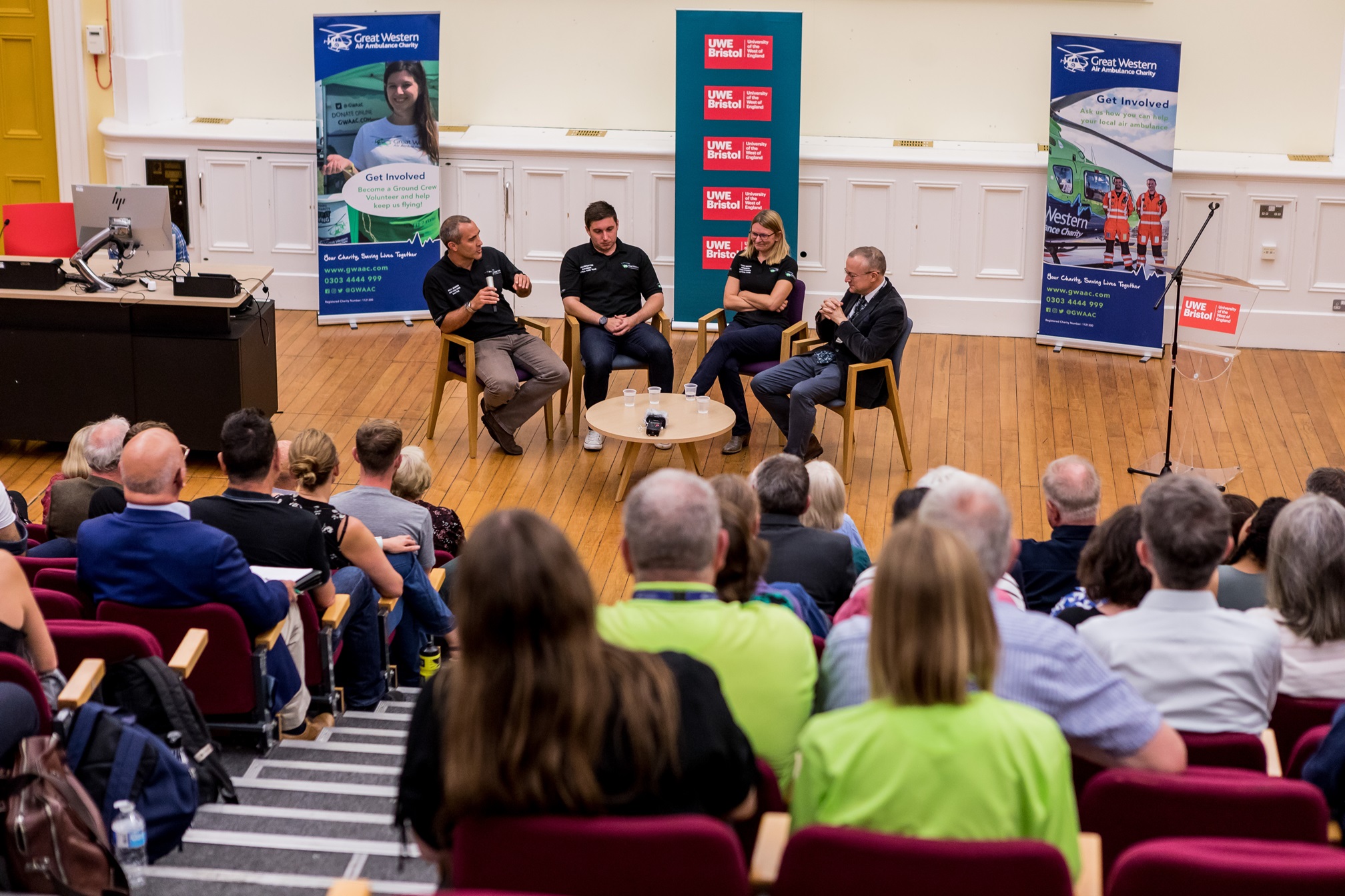 A crew from GWAAC presenting at the Distignuished Address at Brighton University