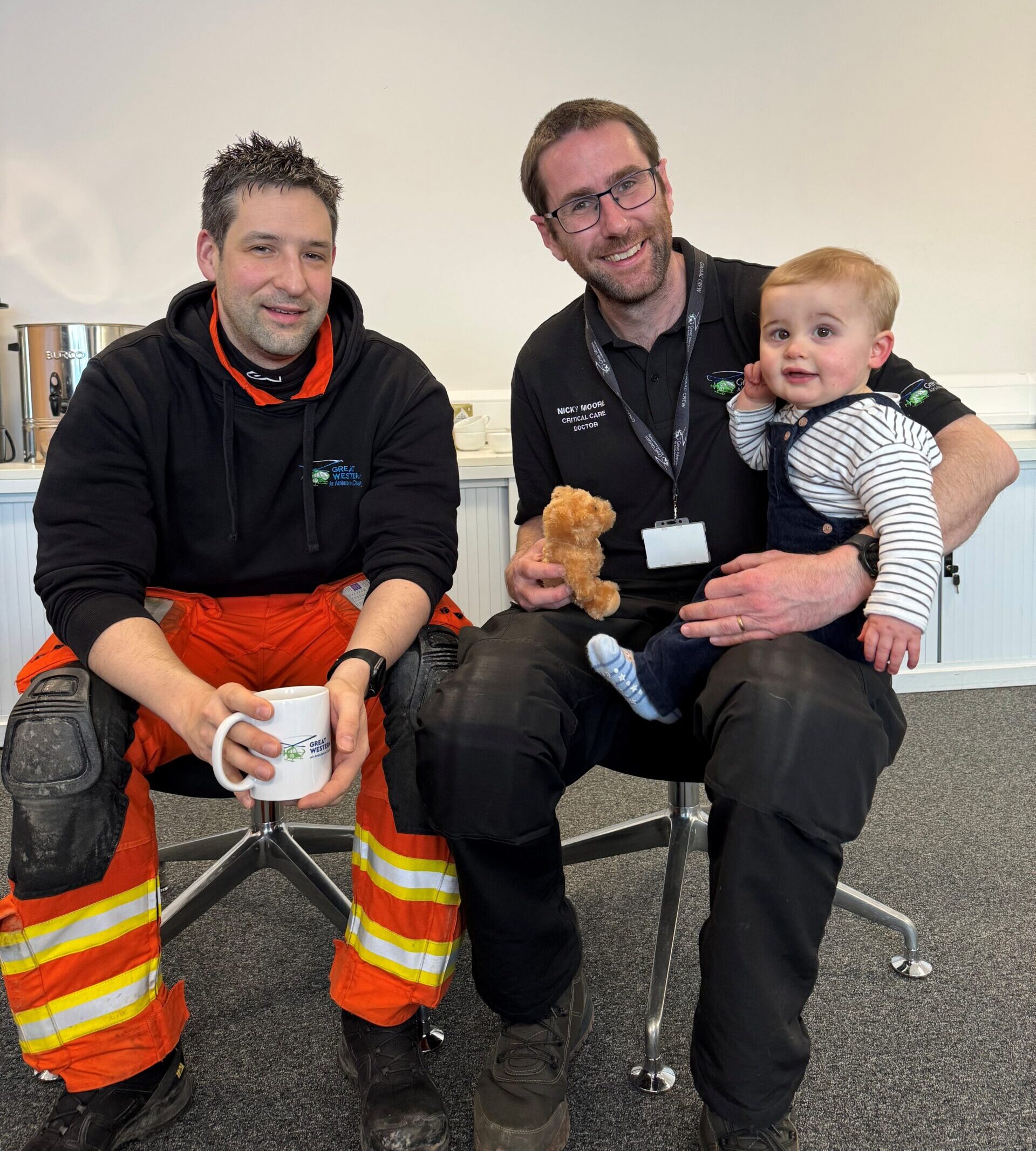 Baby Albie with SPCC Jack and Critical Care Doctor Nicky