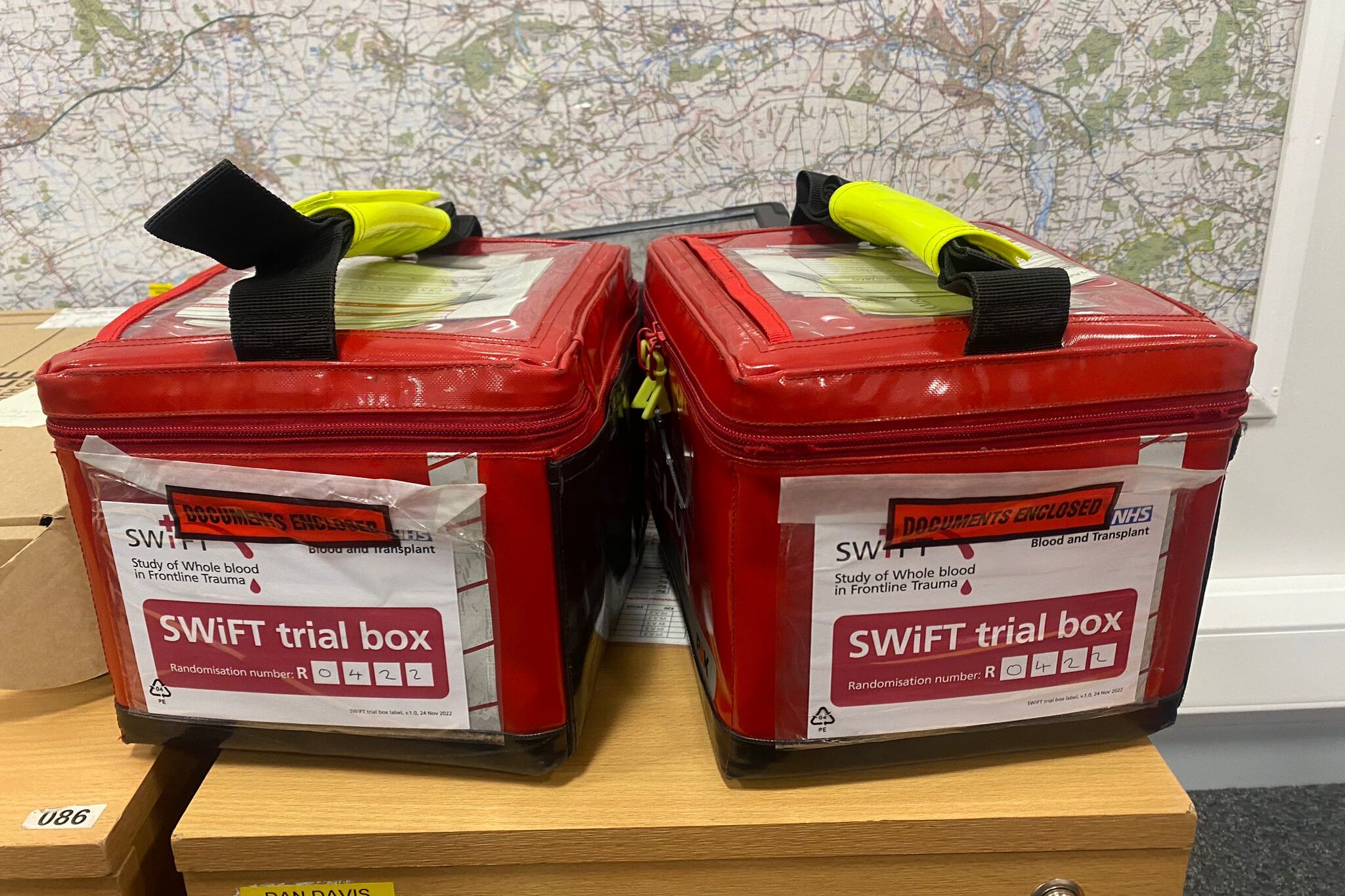 Two blood bags for the SWIFT whole blood trial