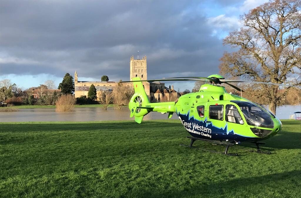 Helimed 65 by Tewkesbury Abbey