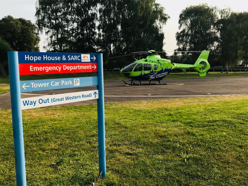 Helimed 65 at Gloucester Royal Hospital