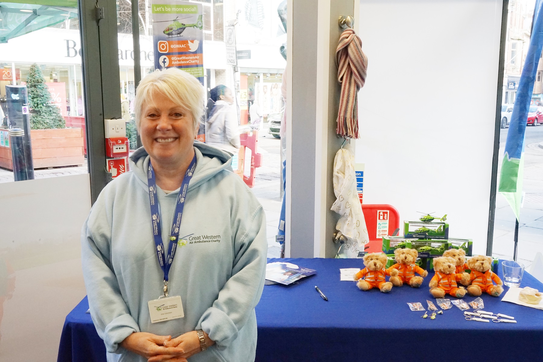 A retail volunteer at the Gloucester shop launch